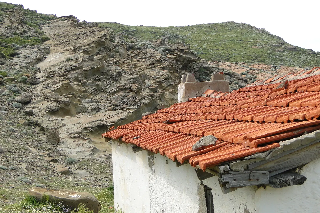 Gökçeada kırsal yolu ve ada peyzajı